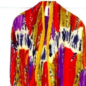 Meet Me In Miami Art to Wear Fringed Cardigan Jacket Vintage 80’s